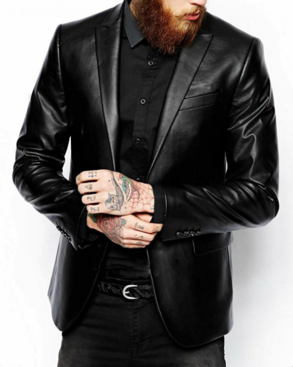 Jas Slim Fit Berbahan Kulit Asli